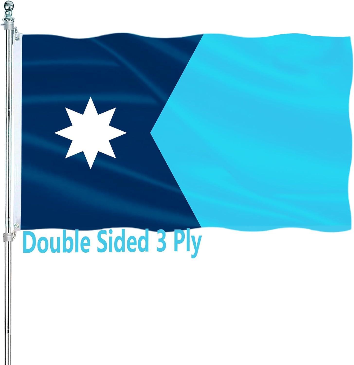 New Minnesota State Flag 3x5 Outdoor MN Flag 2 Rows Stitched Edge Canvas Header with 2 Brass Grommets