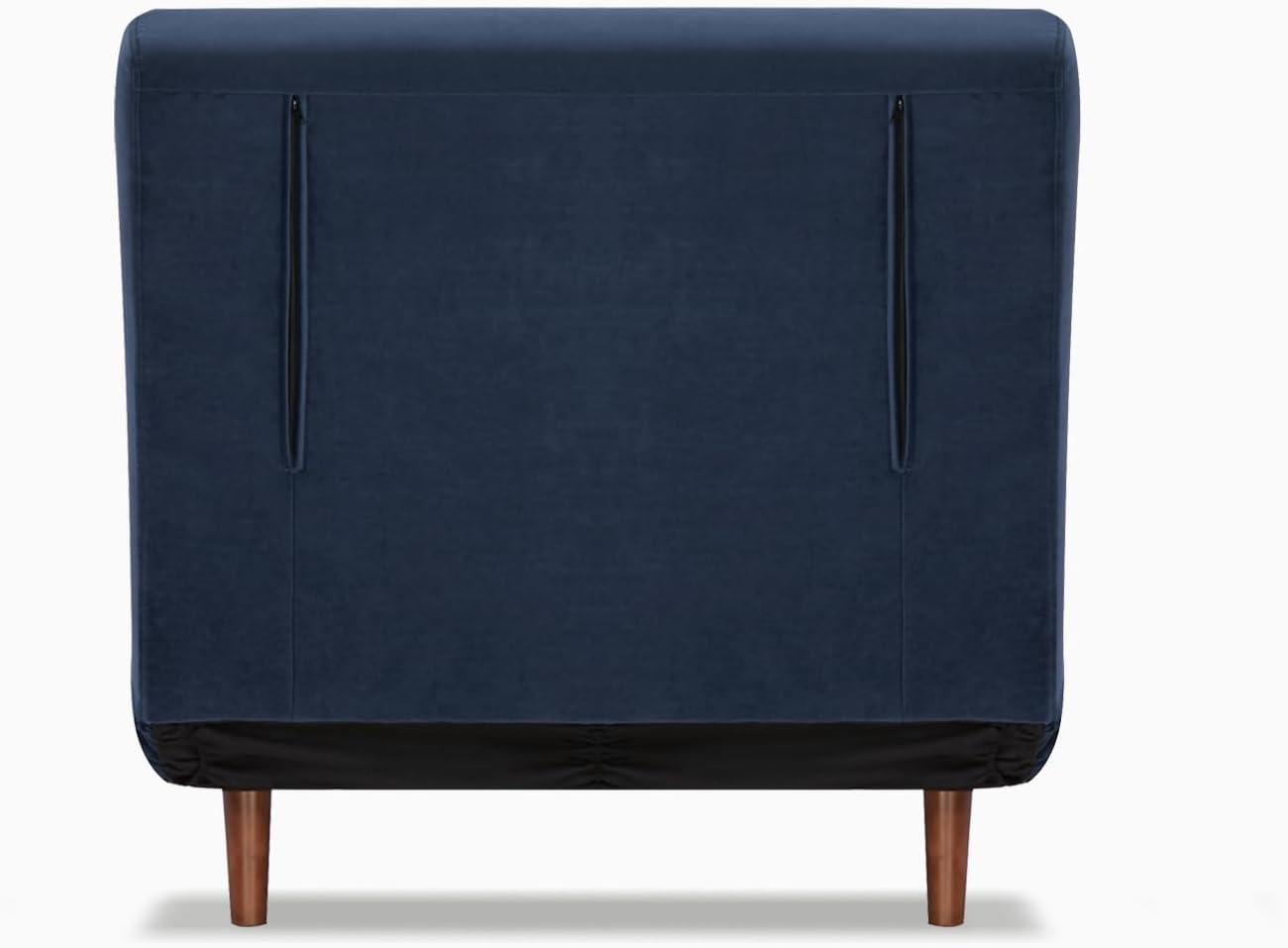 A&D Home Tustin Polyester Convertible Futon Chair, Velvet Blue