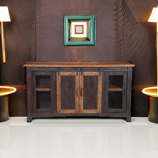 Santa Fe 65" Solid Wood TV Stand Antique Black and Honey - Martin Svensson Home