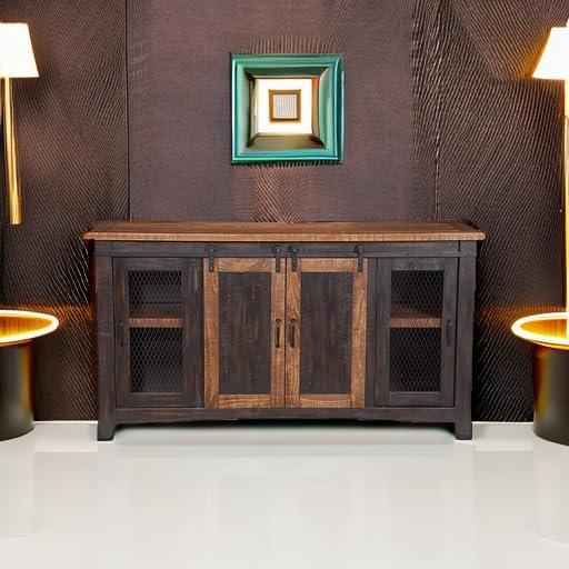Santa Fe 65" Solid Wood TV Stand Antique Black and Honey - Martin Svensson Home