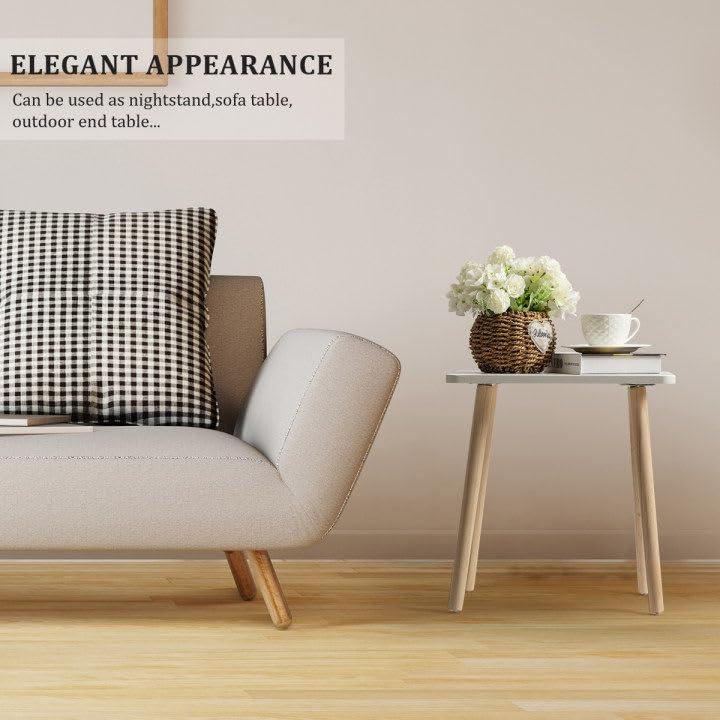 FORAOFUR White End Tables Set of 2, Small Side Tables Accent Tables Living Room, Boho Side Table with Wooden Legs, Easy Assembly