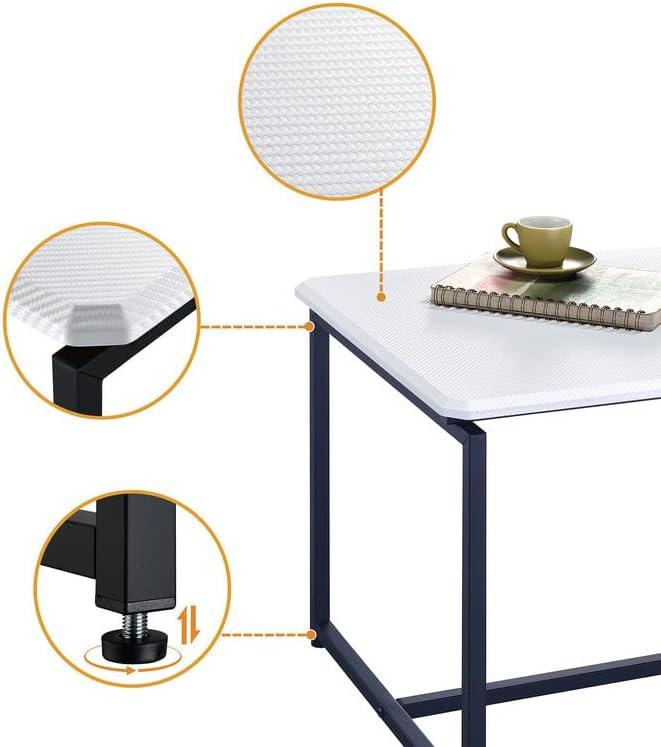 HOMLUX 3 PCS Coffee Table Set Sofa Side Table with 2 Square End Table,White