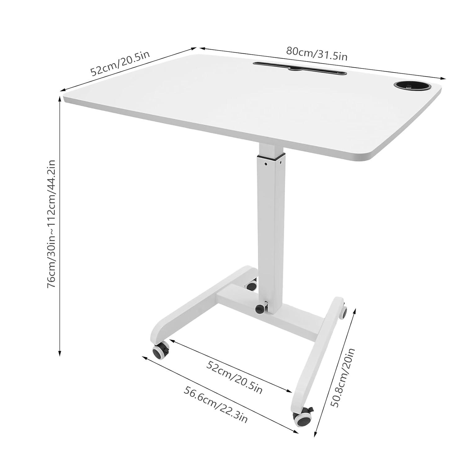 XIANERS Mobile Standing Desk Pneumatic Computer Table Adjustable Height Mobile Stand Up Desk With Wheels Portable Rolling Desk Computer Desk Laptop Desk Standing Table latest