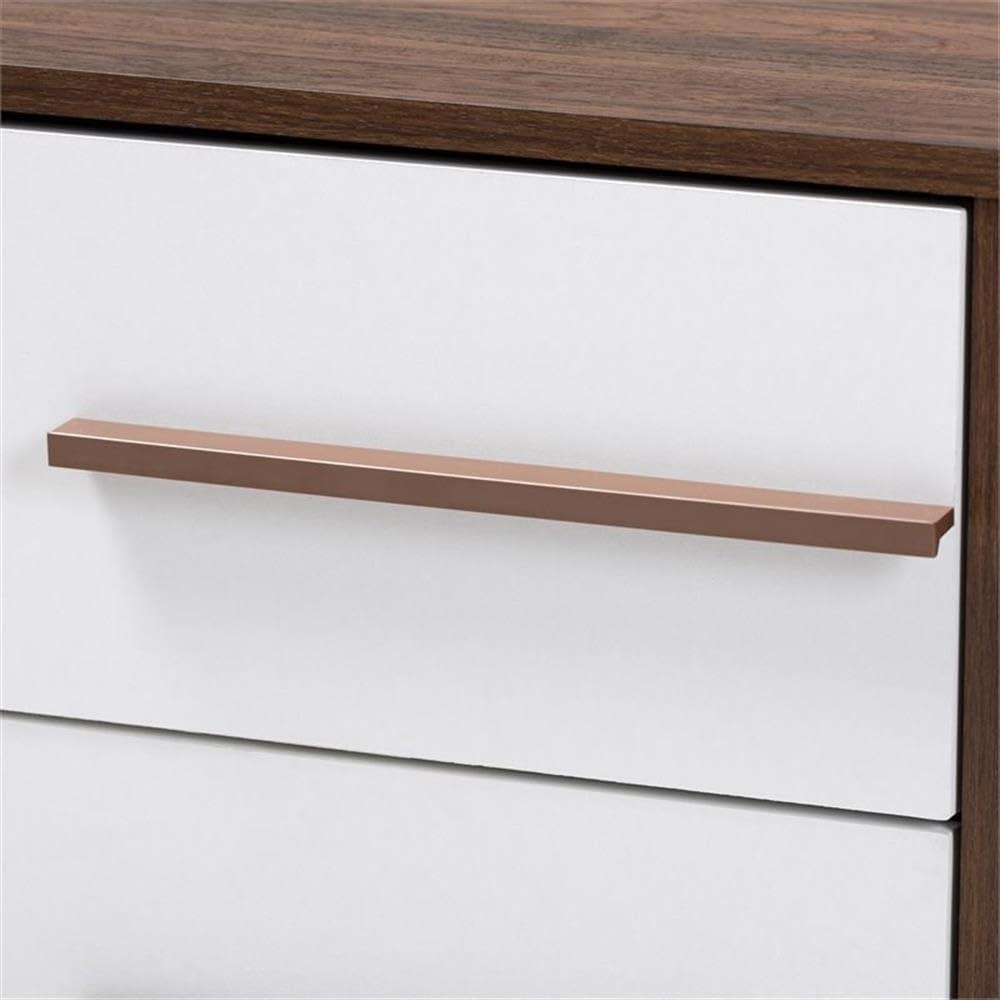 Baxton Studio Mette Walnut Finished Wood Nightstand White: Contemporary Bedside Table with Drawer, Meets ASTM Standards