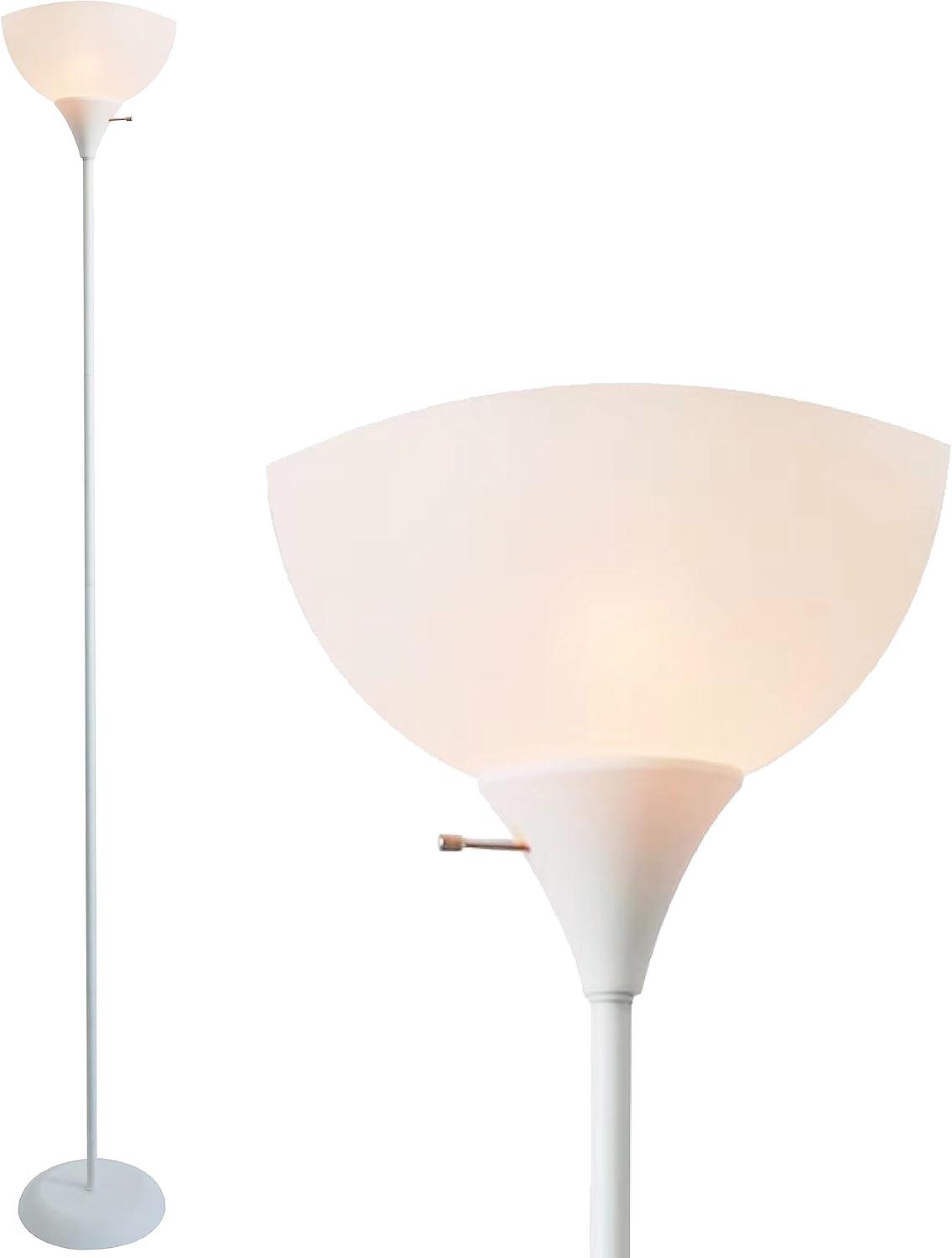 Newhouse 71-Inch White Glass Torchiere Floor Lamp