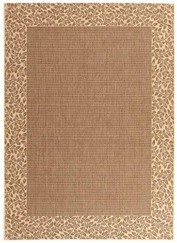 SAFAVIEH Courtyard Regent Oriental Indoor/Outdoor Area Rug, Brown/Natural, 4' x 5'7"