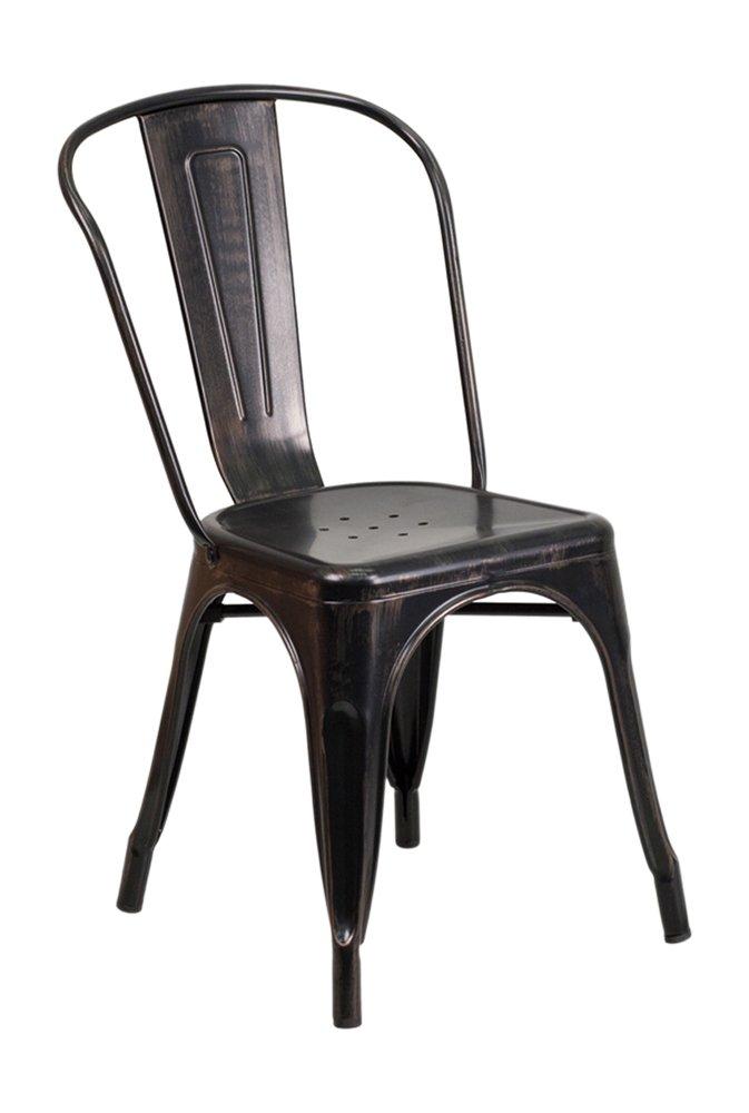 Flash Furniture Commercial Grade 23.75" Square Black Metal Indoor-Outdoor Table Set with 2 Stack Chairs