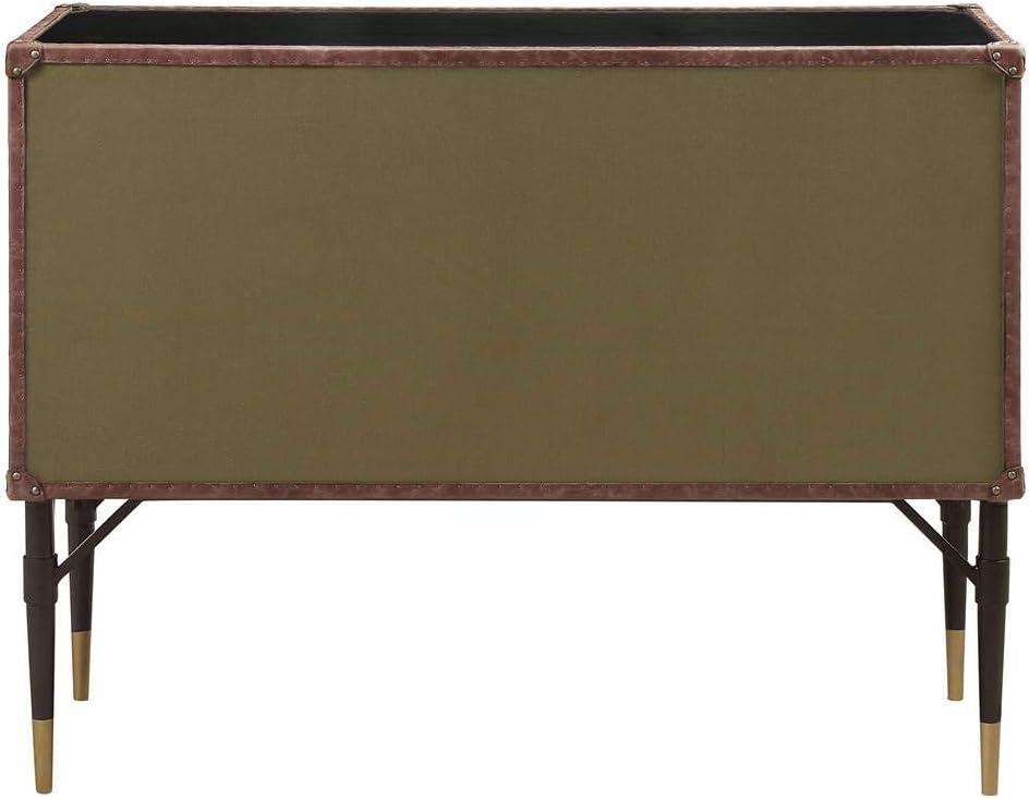ACME Rosy Leather Top Console Table in Black and Silver
