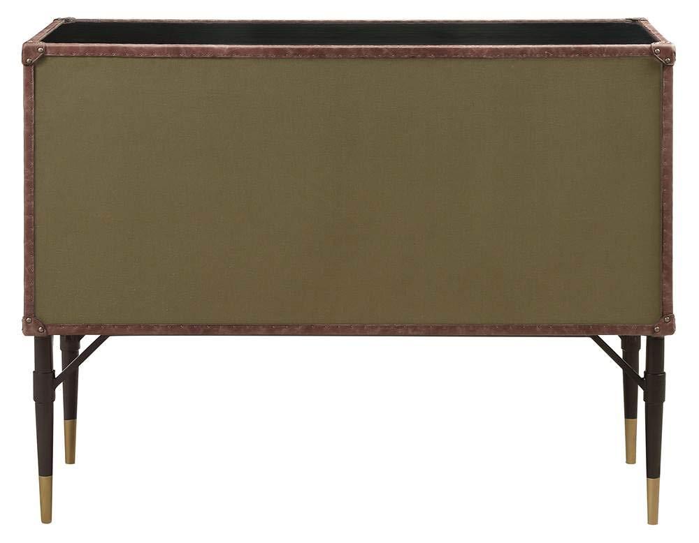 ACME Rosy Leather Top Console Table in Black and Silver