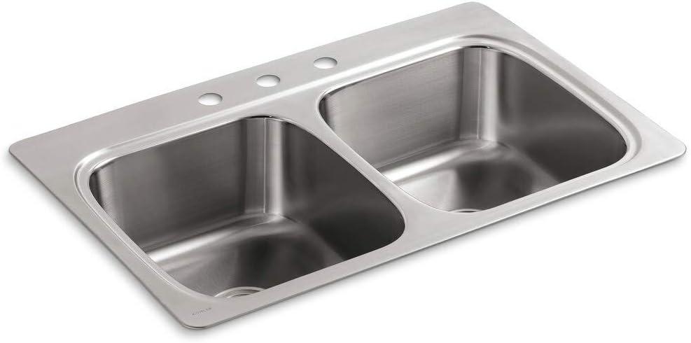 Verse Top-Mount Double-Equal Bowl Kitchen Sink with Single Faucet Hole