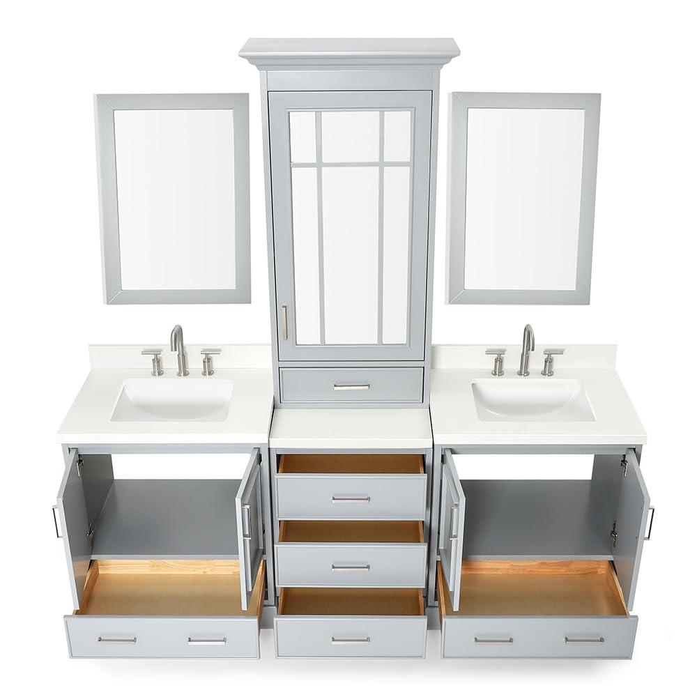 Ariel Stafford 85 in Double Sink Vanity Set in Espresso