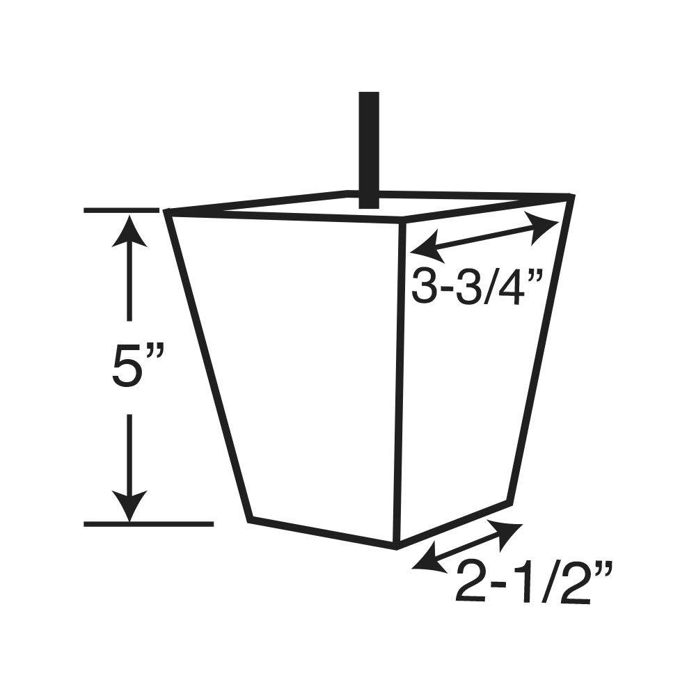 5 in. x 3-3/4 in. Stained Cherry Solid Hardwood Square Bun Foot | 4 Pack with 4 Free Insert Nuts and Drill Bit