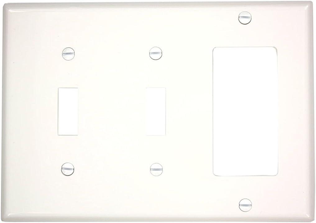 White 3-Gang 2-Toggle 1-Decora Thermoplastic Wallplate