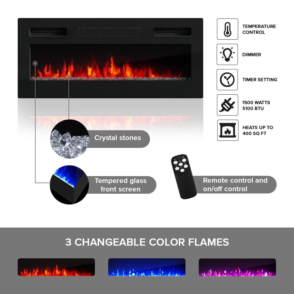 Granero BL-EF Fireplace TV Stand for TVs up to 90", Modern High Gloss 79" Entertainment Center, Electric Fireplace TV Media Console with Storage Cabinets