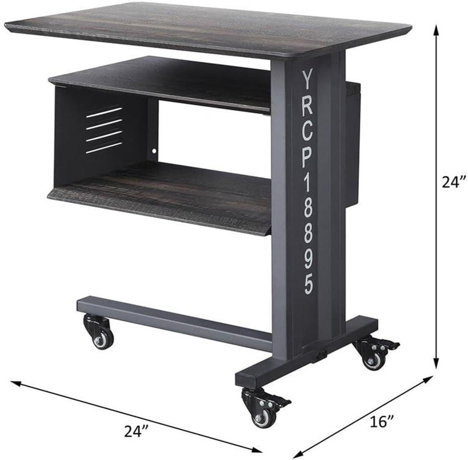 ACME Cargo Accent Table with Caster Wheels in Gunmetal