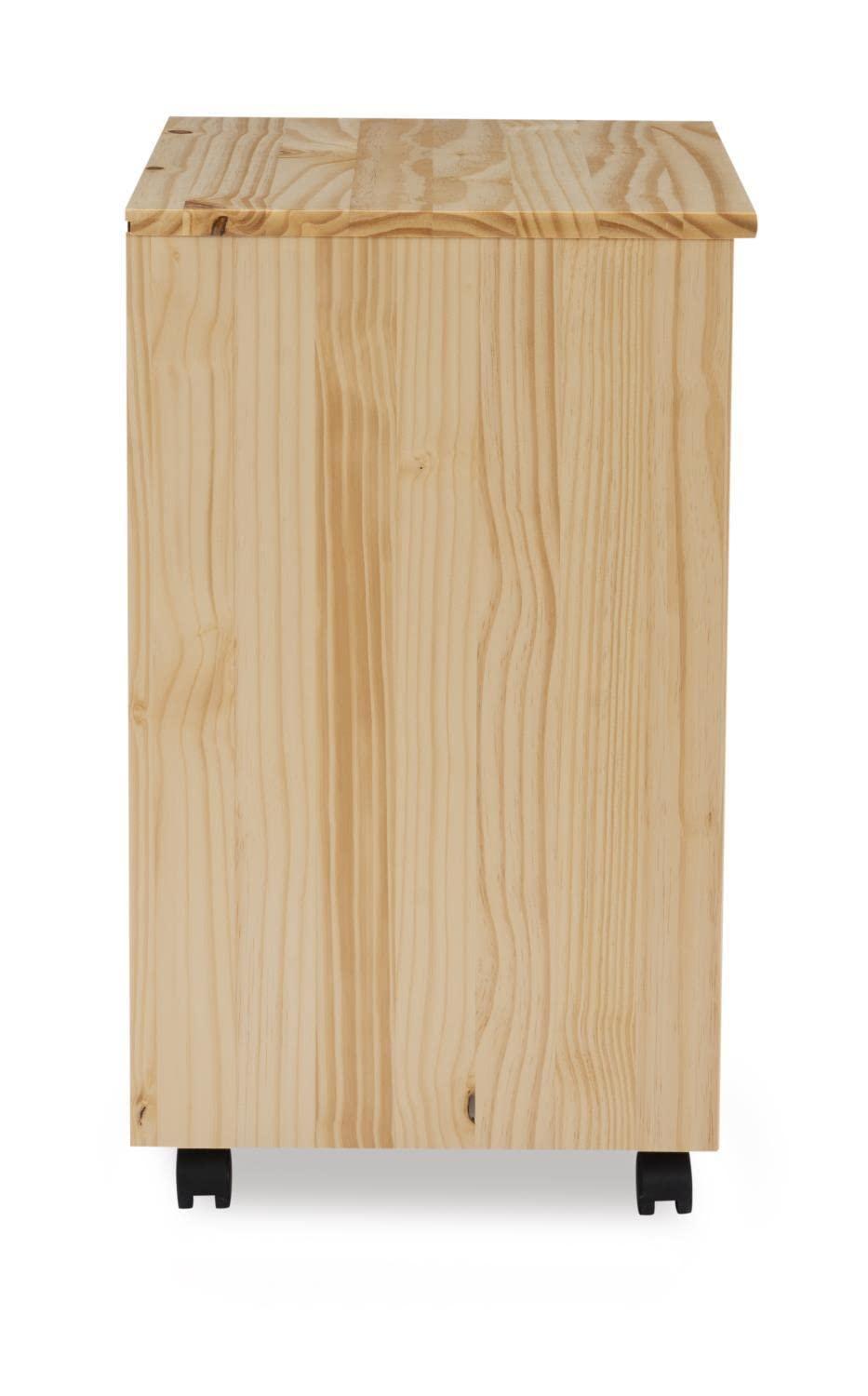 Cary Transitional 6 Drawer Solid Wood Contoured Handle Cut Out Wide Roll Cart Natural - Linon: Pine Frame, Farmhouse Style