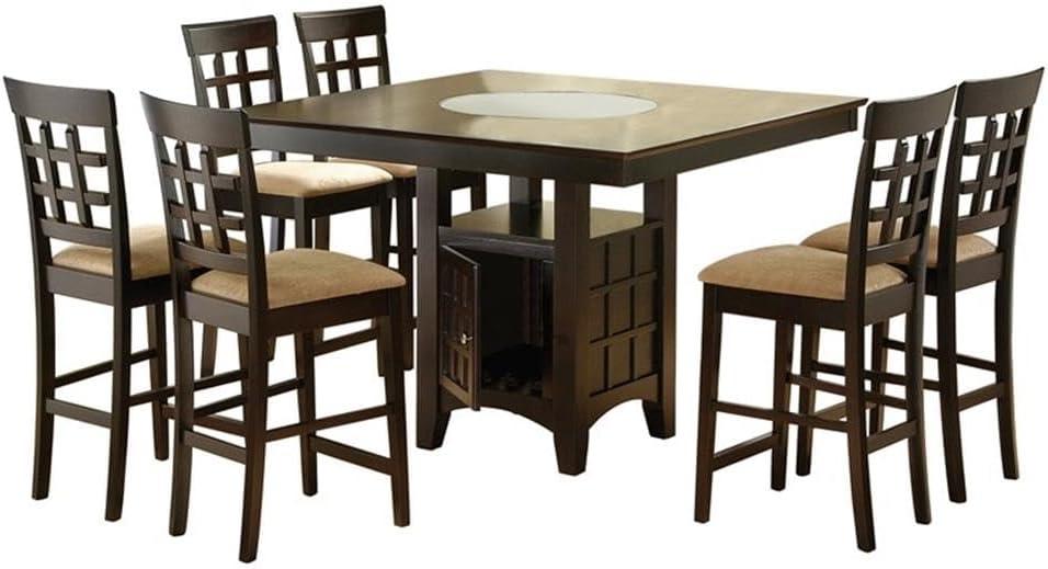 Cappuccino 7-Piece Square Counter Height Dining Set with Storage