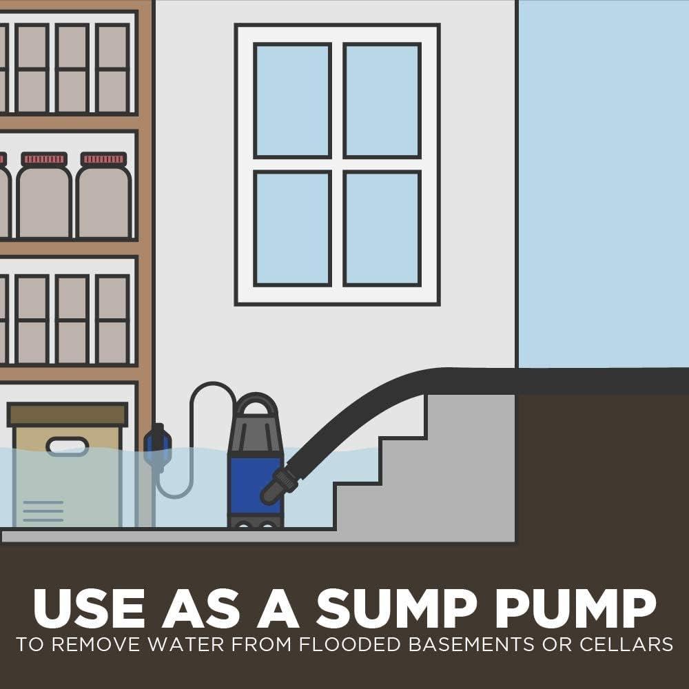 EZ Travel Submersible Above Ground Pool Water Drain Pump Kit with Hose