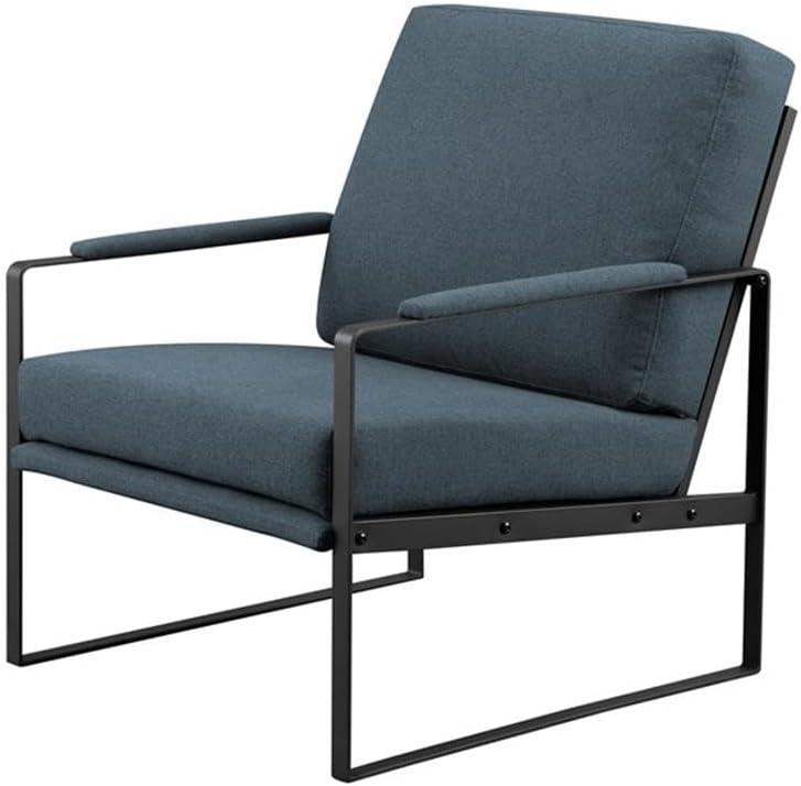 Pemberly Row Contemporary Metal Arm Accent Chair in Indigo Blue / Black