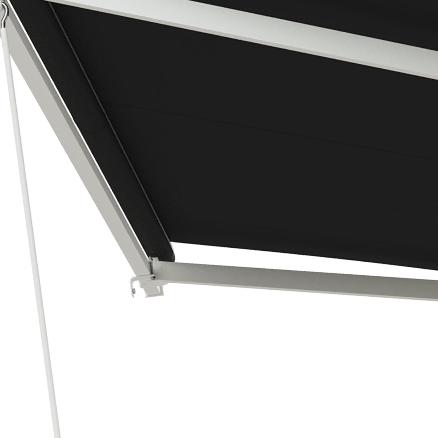 Outsunny 59'' Polyester Cream Cover Motorized Retractable Patio Awning