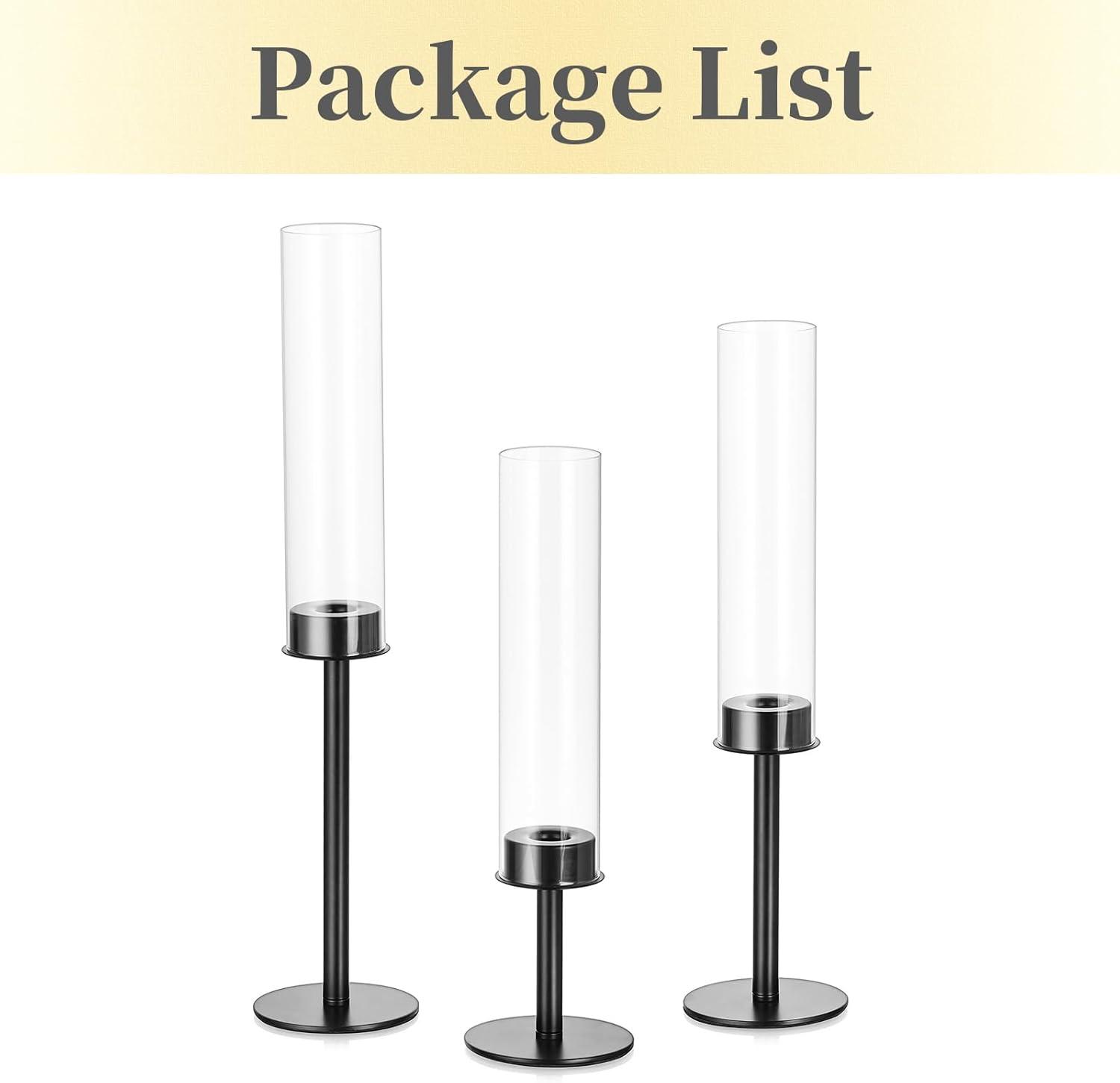 NIERBO Candlestick Holders Hurricane Candle Holder, 3pcs Candle Stick Candle Holder Candelabra (Set of 3)