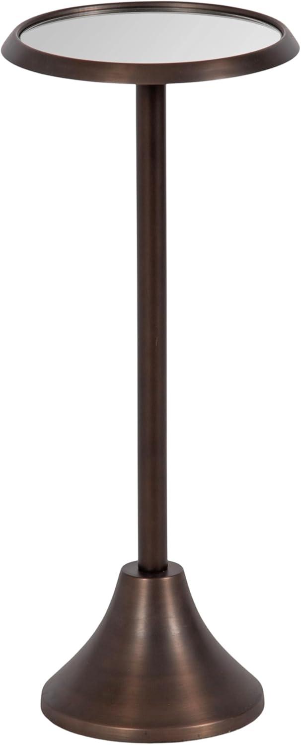 Kate and Laurel Sanzo Modern Pedestal Drink Table, 10 x 10 x 23, Antique Bronze, Decorative End Table with Mirrored Tabletop for Use as Small Plant Stand or Cute Martini Table