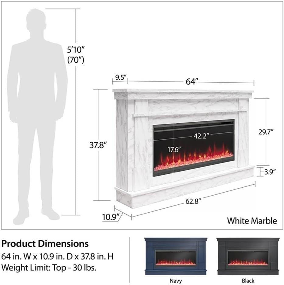 Waverly Wide Mantel with Linear Electric Fireplace
