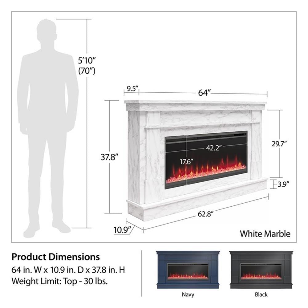 Waverly Wide Mantel with Linear Electric Fireplace