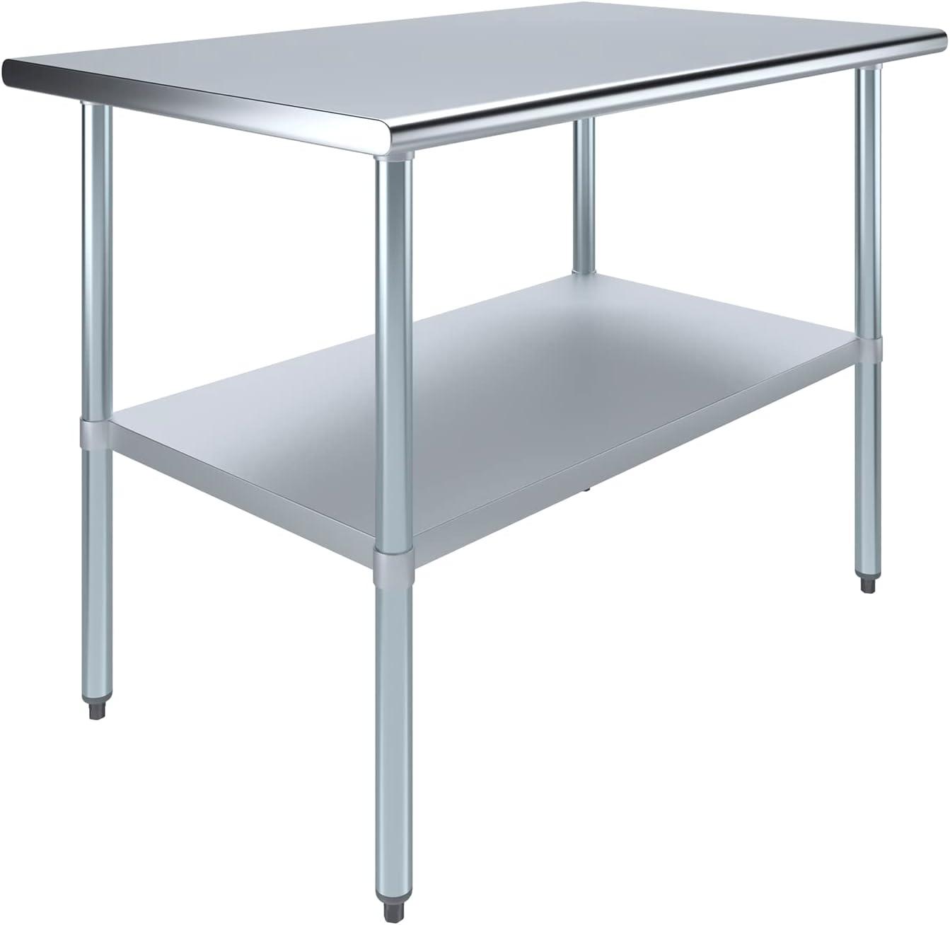 Stainless Steel Work Table with Undershelf. Metal Prep Table. NSF - Certified