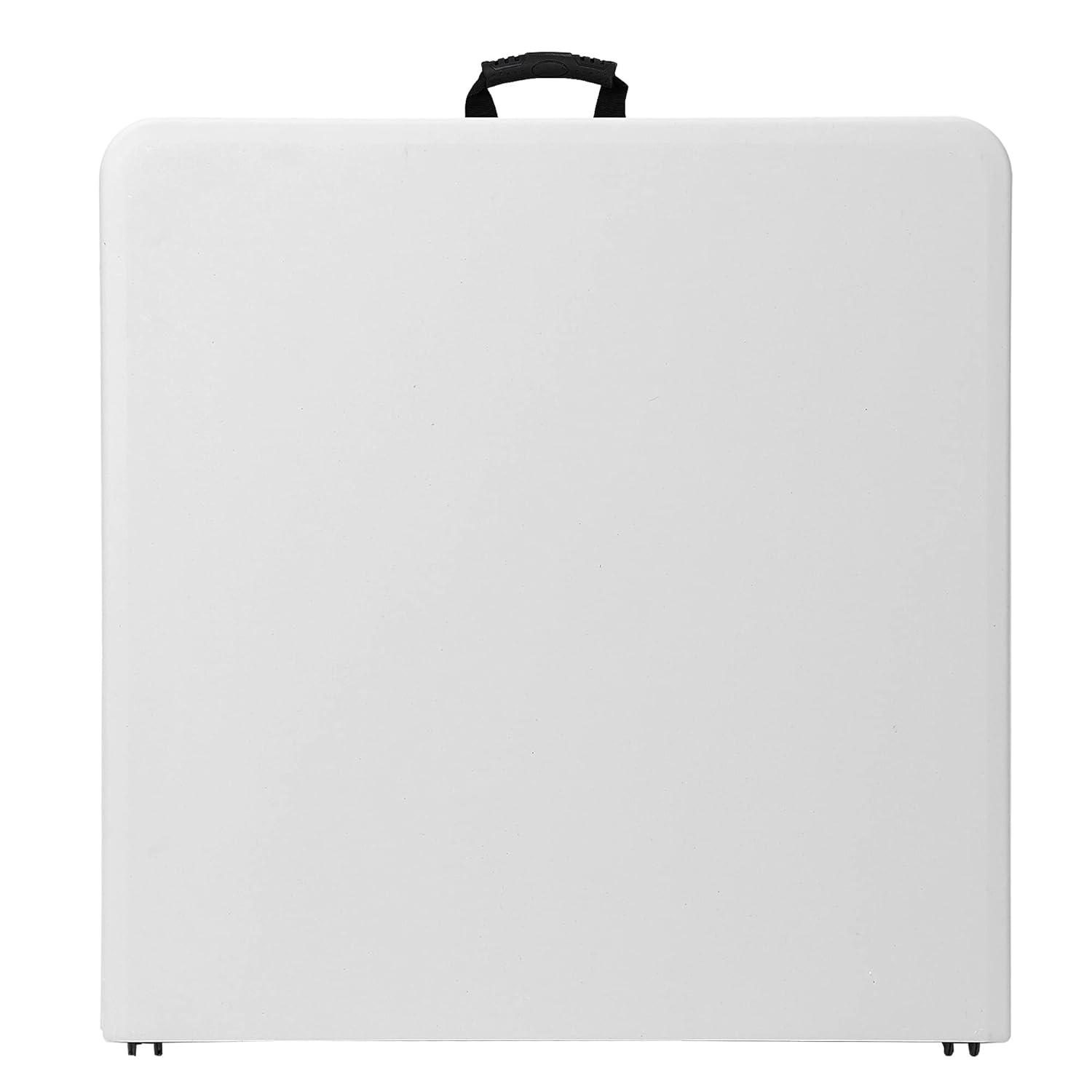 ZENY 4ft Portable Folding Table Plastic Indoor Outdoor Picnic Party Camp Dining Table with Handle, White