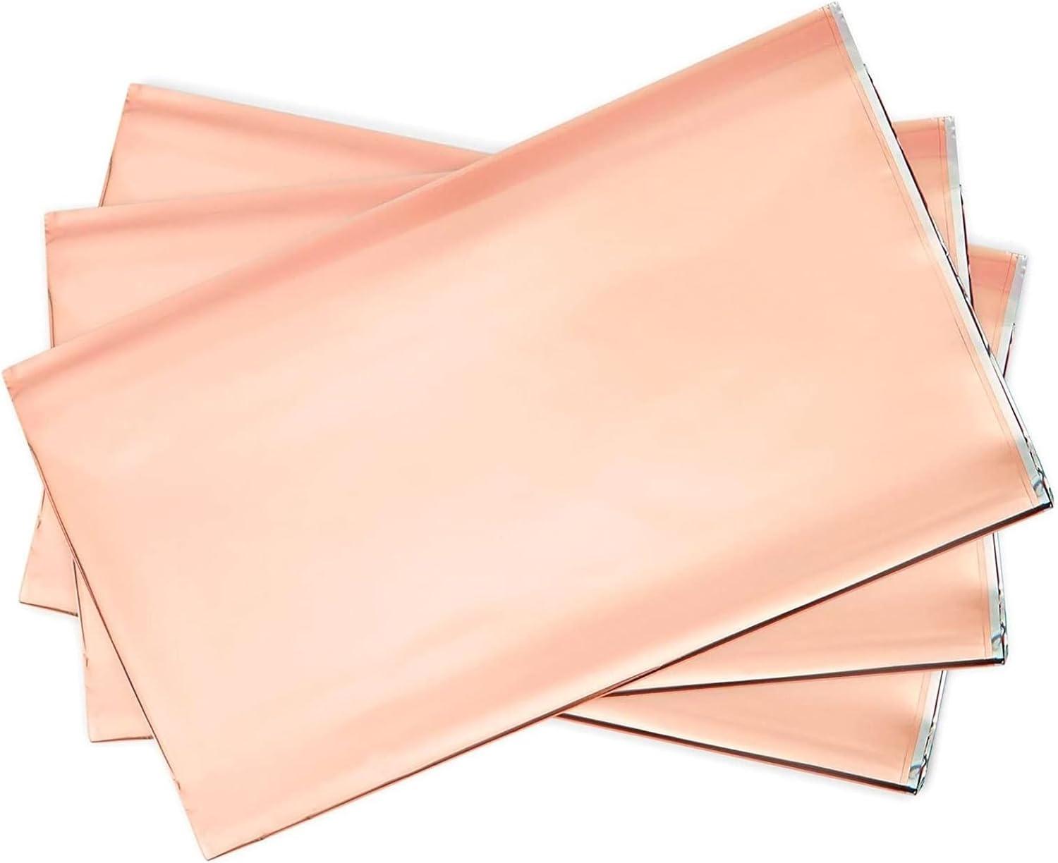 Sparkle and Bash 3 Pack Rose Gold Plastic Tablecloth, Metallic Table Cover Disposable for Pink Birthday Parties, Bridal Shower Decor, 54 x 108 In