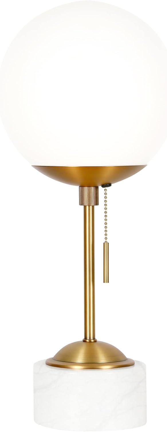 18" Gold and White Marble Globe Table Lamp