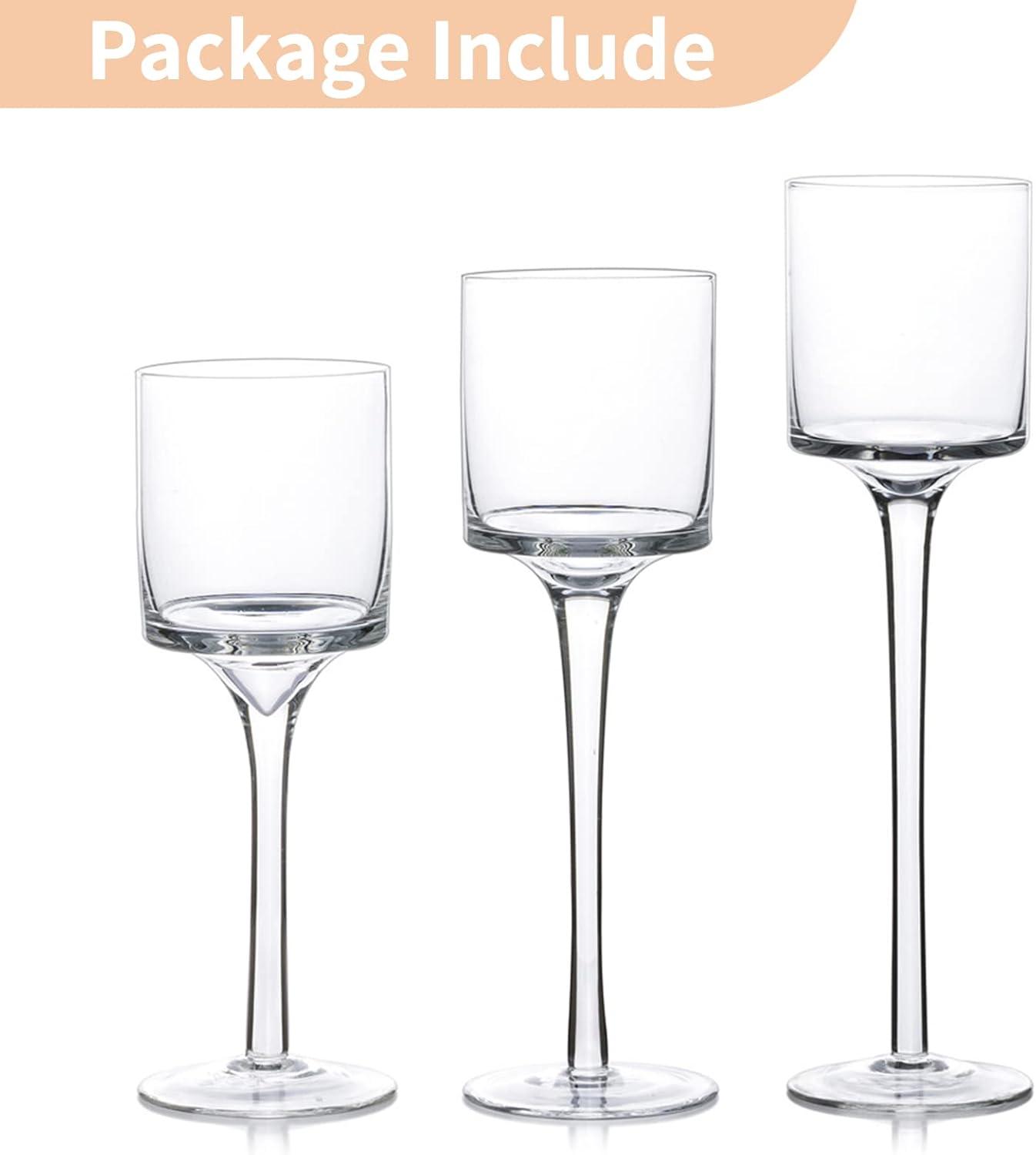 Nuptio Hurricane Glass Candle Holder Tea light Candle Holders ，3Pcs Tall Tealight Candle Holder Votive Candle Holders for Table Centerpiece Home Decoration