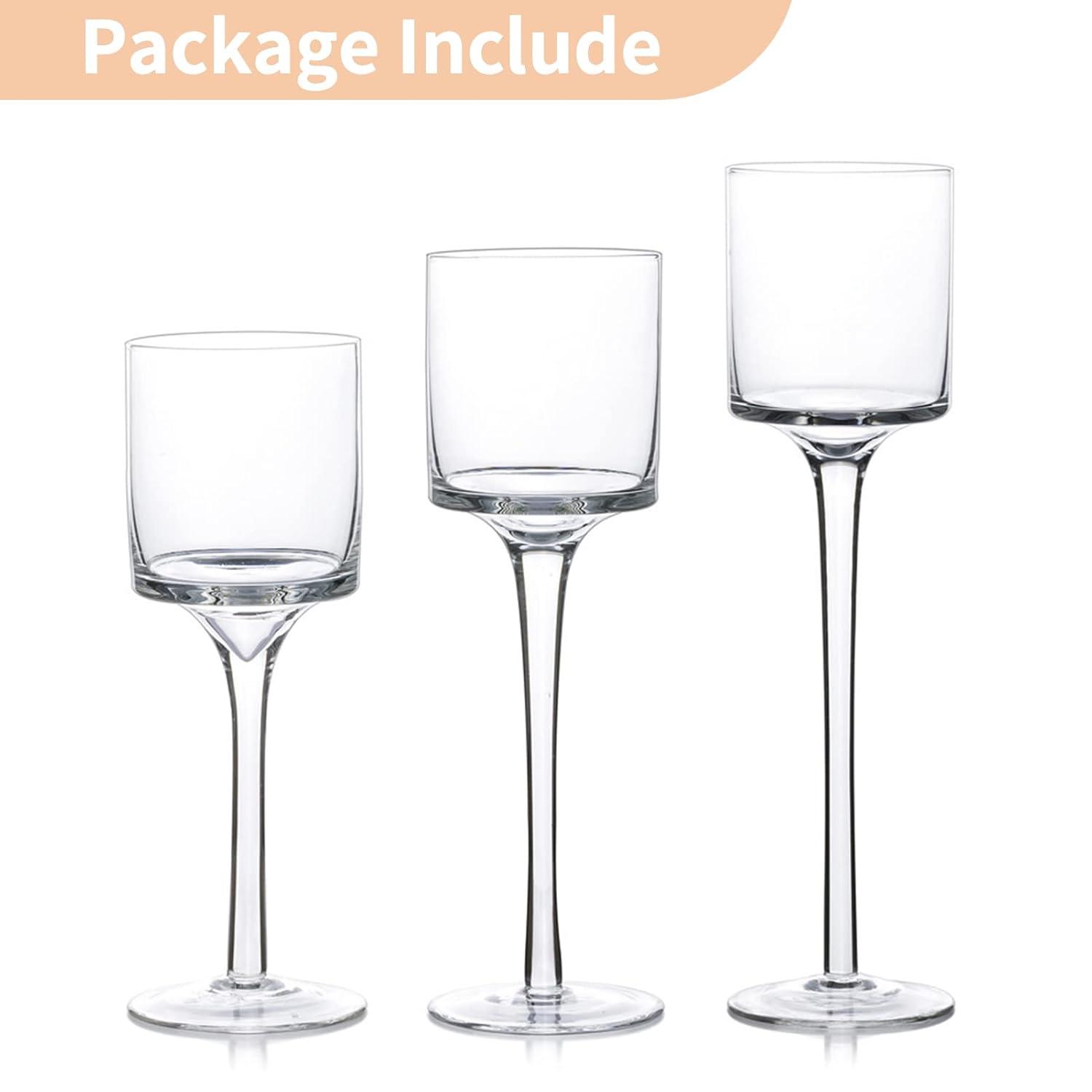 Nuptio Hurricane Glass Candle Holder Tea light Candle Holders ，3Pcs Tall Tealight Candle Holder Votive Candle Holders for Table Centerpiece Home Decoration