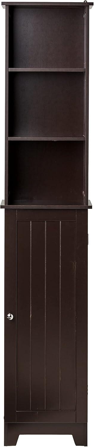 Espresso Contemporary Country Tall Floor Cabinet with Adjustable Shelves