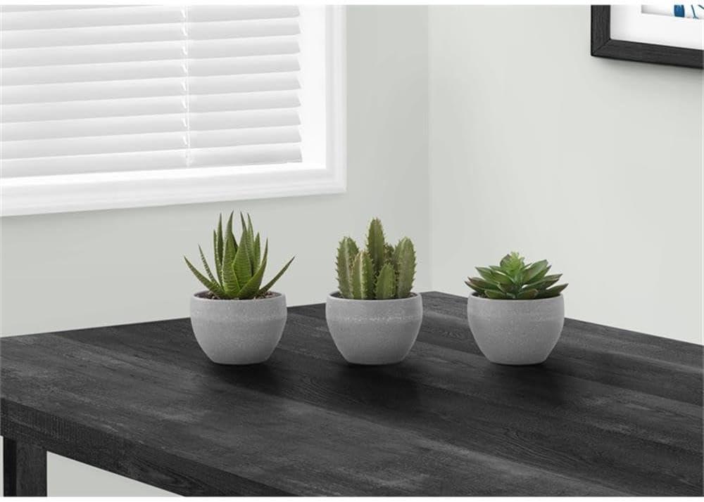 Artificial Succulents Silk Plant Indoor Set of 3, Green, Gray Cement