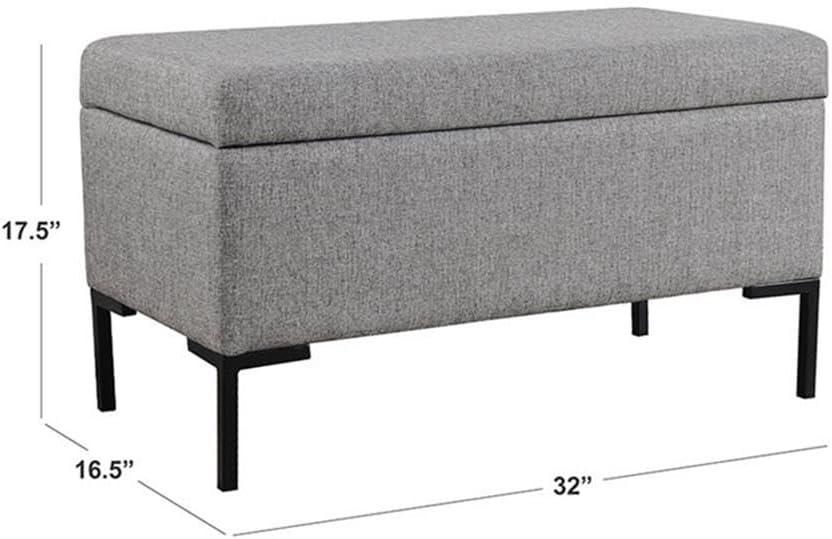 Medium Storage Bench with Metal Legs Gray Woven - HomePop