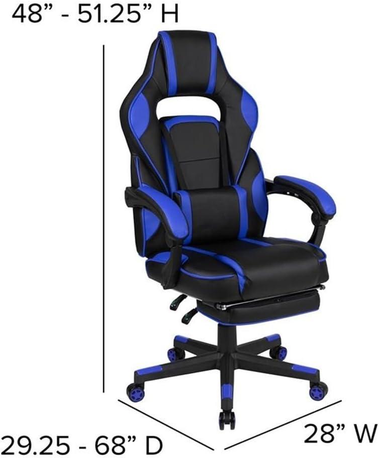 Flash Furniture X40 Gaming Chair Racing Ergonomic Computer Chair with Fully Reclining Back/Arms, Slide-Out Footrest, Massaging Lumbar