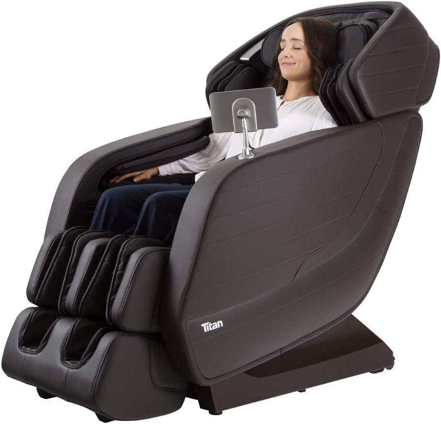 Titan Black Faux Leather 3D Massage Recliner with Voice Control