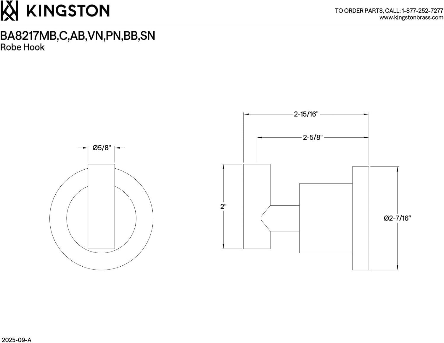 Kingston Brass Concord Robe Hook