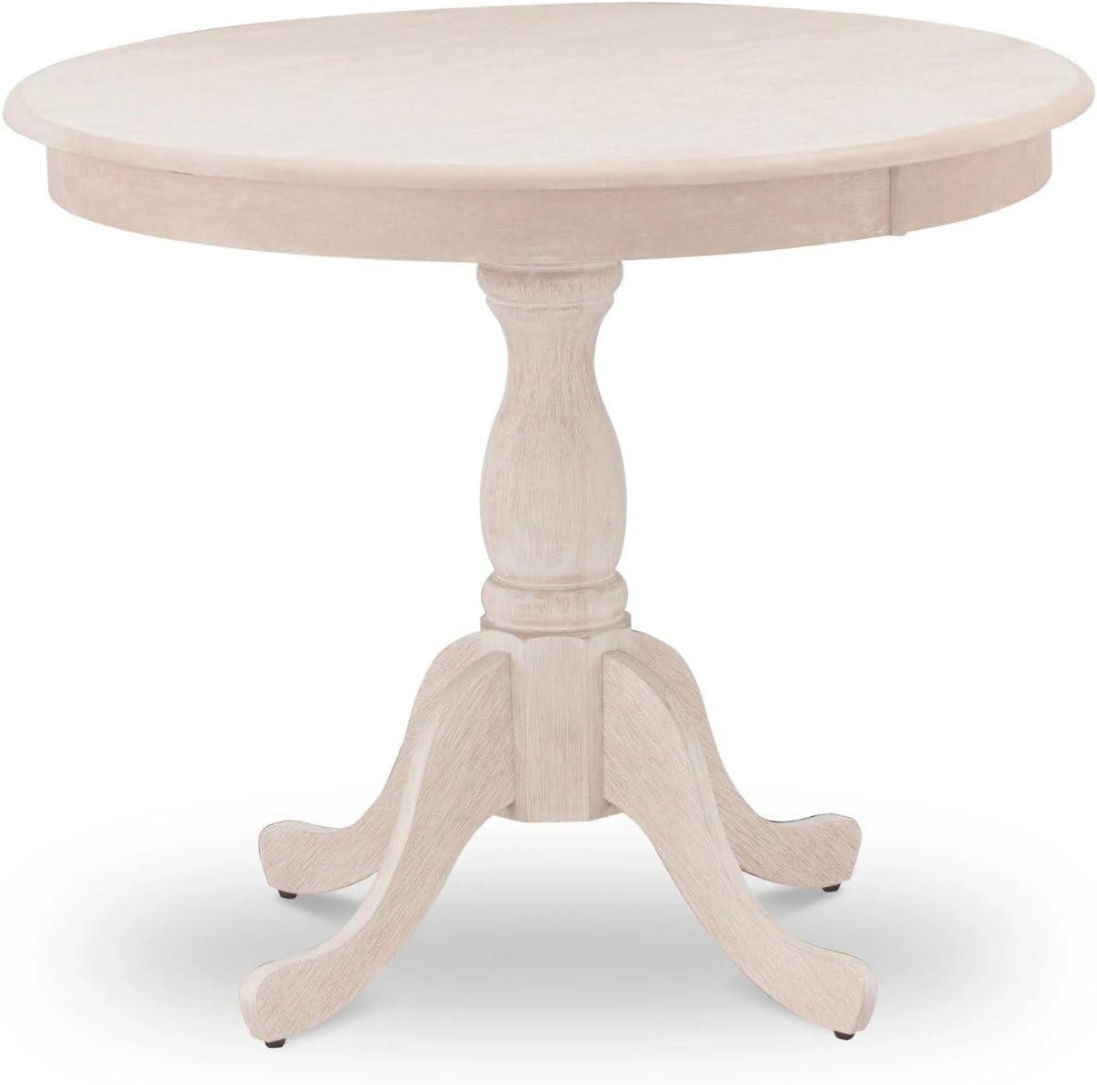 Contemporary Butter Cream Round Rubberwood Dining Table, 36"
