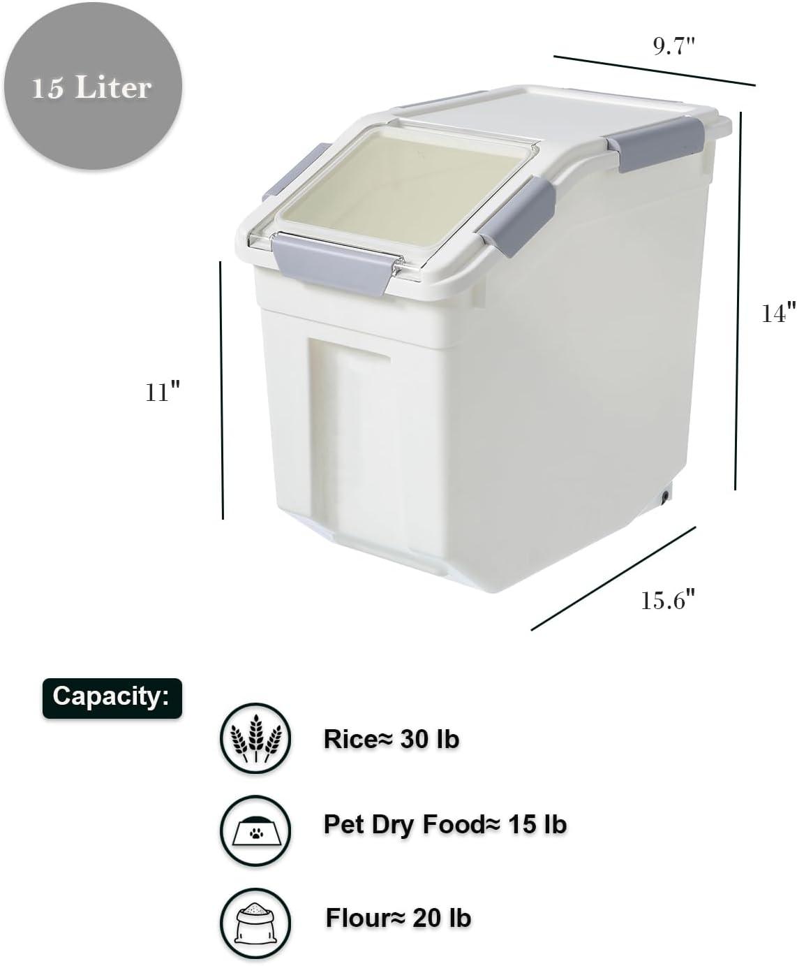 HANAMYA Rice Storage Container with Measuring Cup Grain | Pet Food | Flour|30 lb - 2 Piece