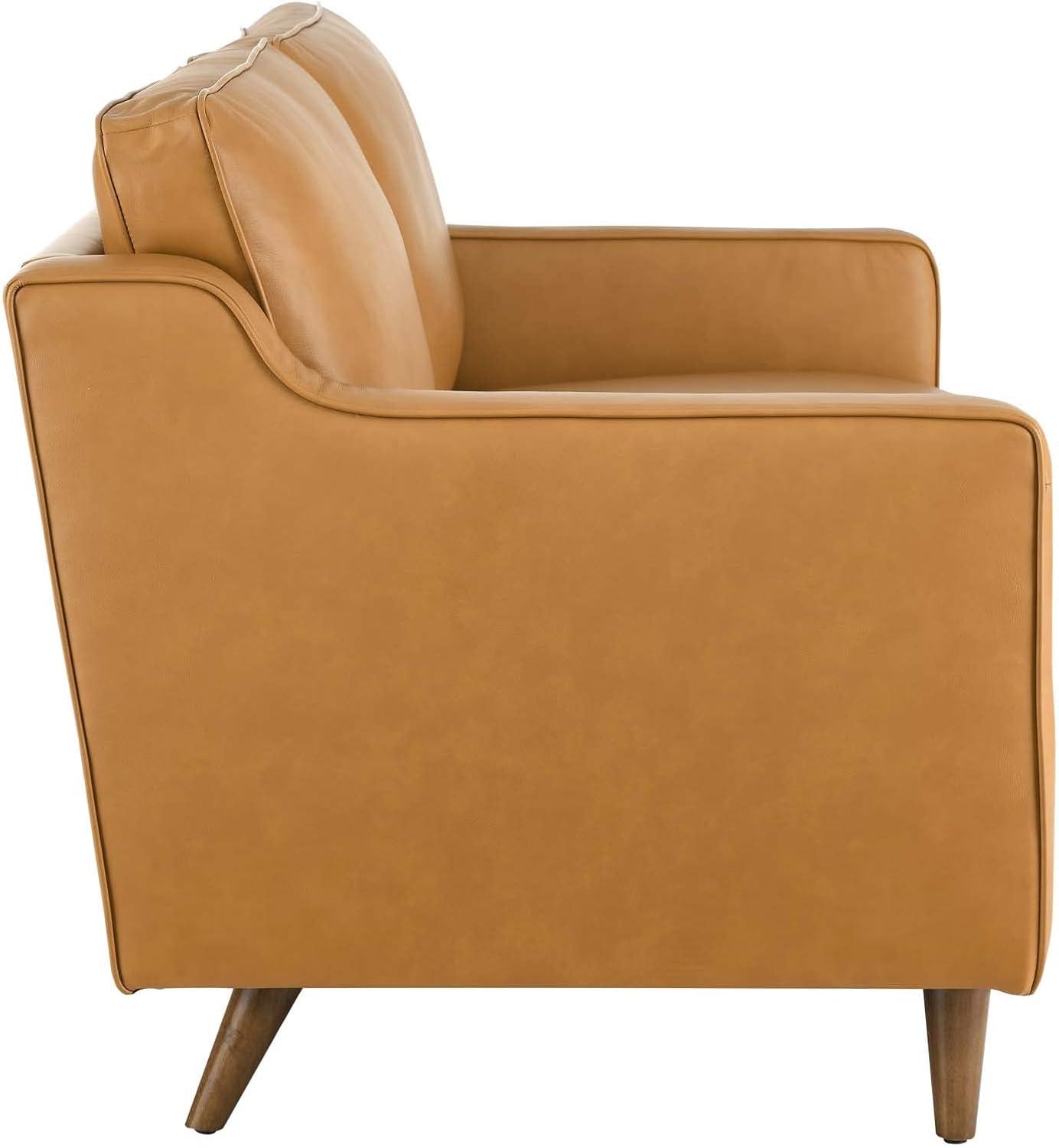 Modway Impart Genuine Leather Loveseat in Tan