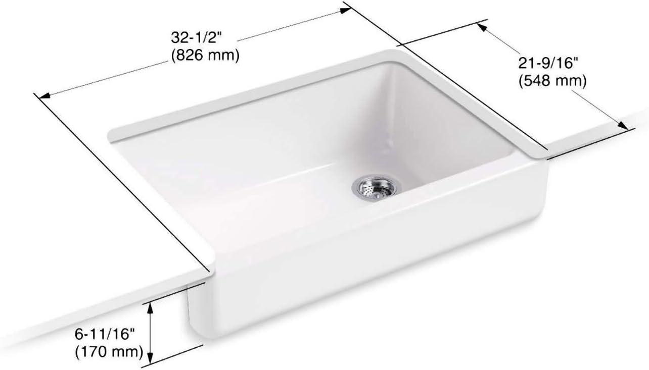 Whitehaven® Self-Trimming 32-1/2" L x 21-9/16" W x 9-5/8" Under-Mount Single-Bowl Sink with Short Apron