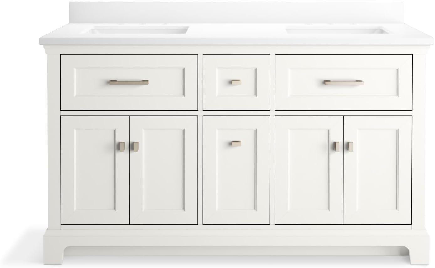 Charlemont 60 In. Bathroom Vanity Cabinet With Sinks And Quartz Top