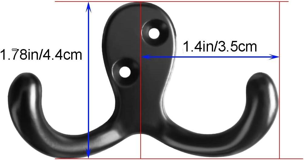 Black Zinc Die-Cast Double Wall Hooks with Screws