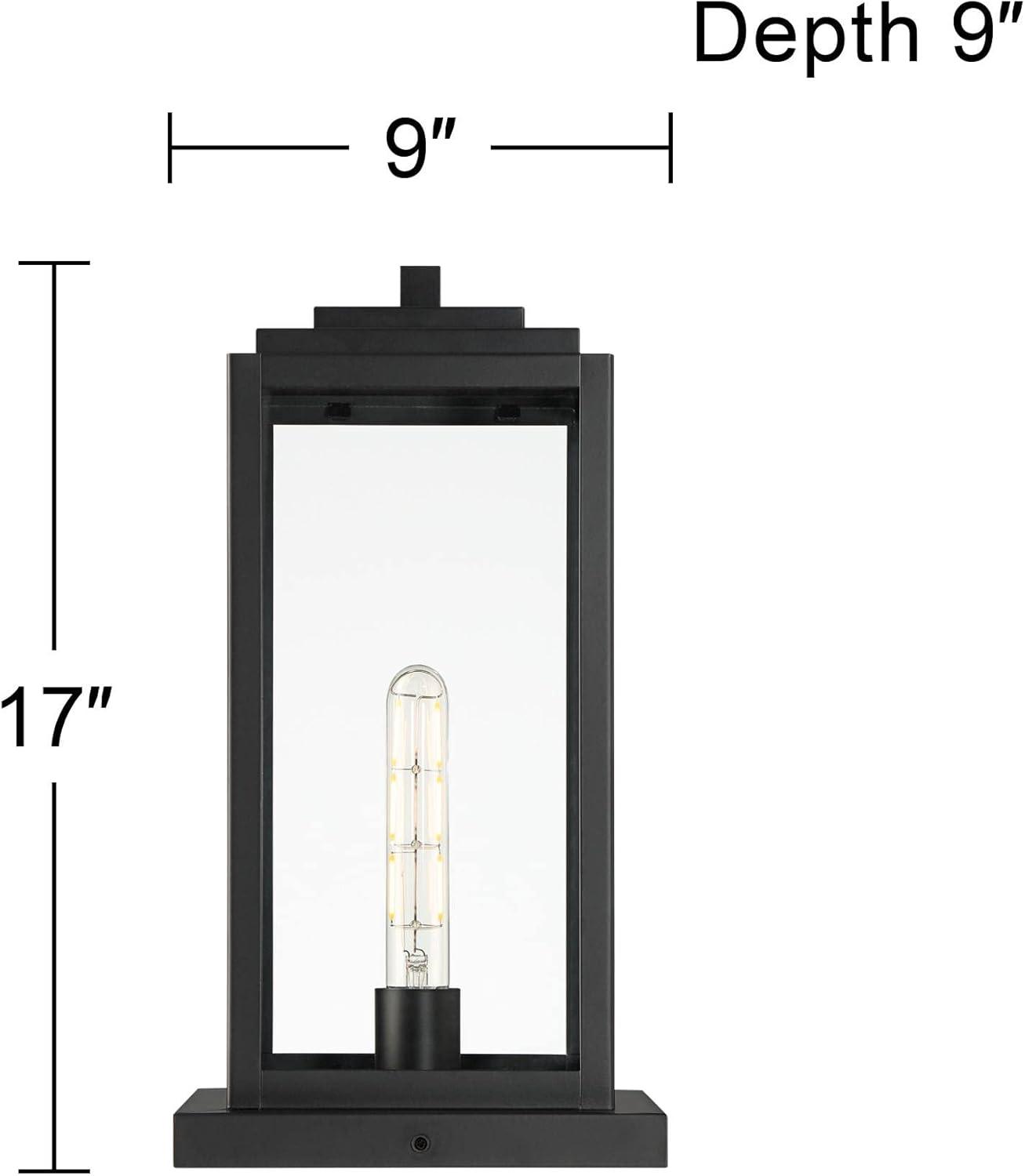 John Timberland Modern Outdoor Pier Mount Light Matte Black 17" Clear Glass Shade for Post Exterior Barn Deck House Porch Yard