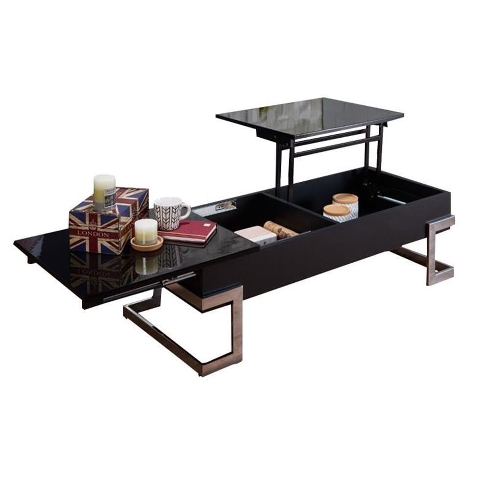 ACME Calnan Rectangular Lift Top Coffee Table in Black and Chrome