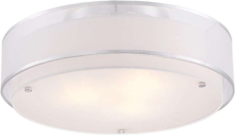 Elegant Chrome 22" Semi-Flushmount Ceiling Light with Double Drum Shade