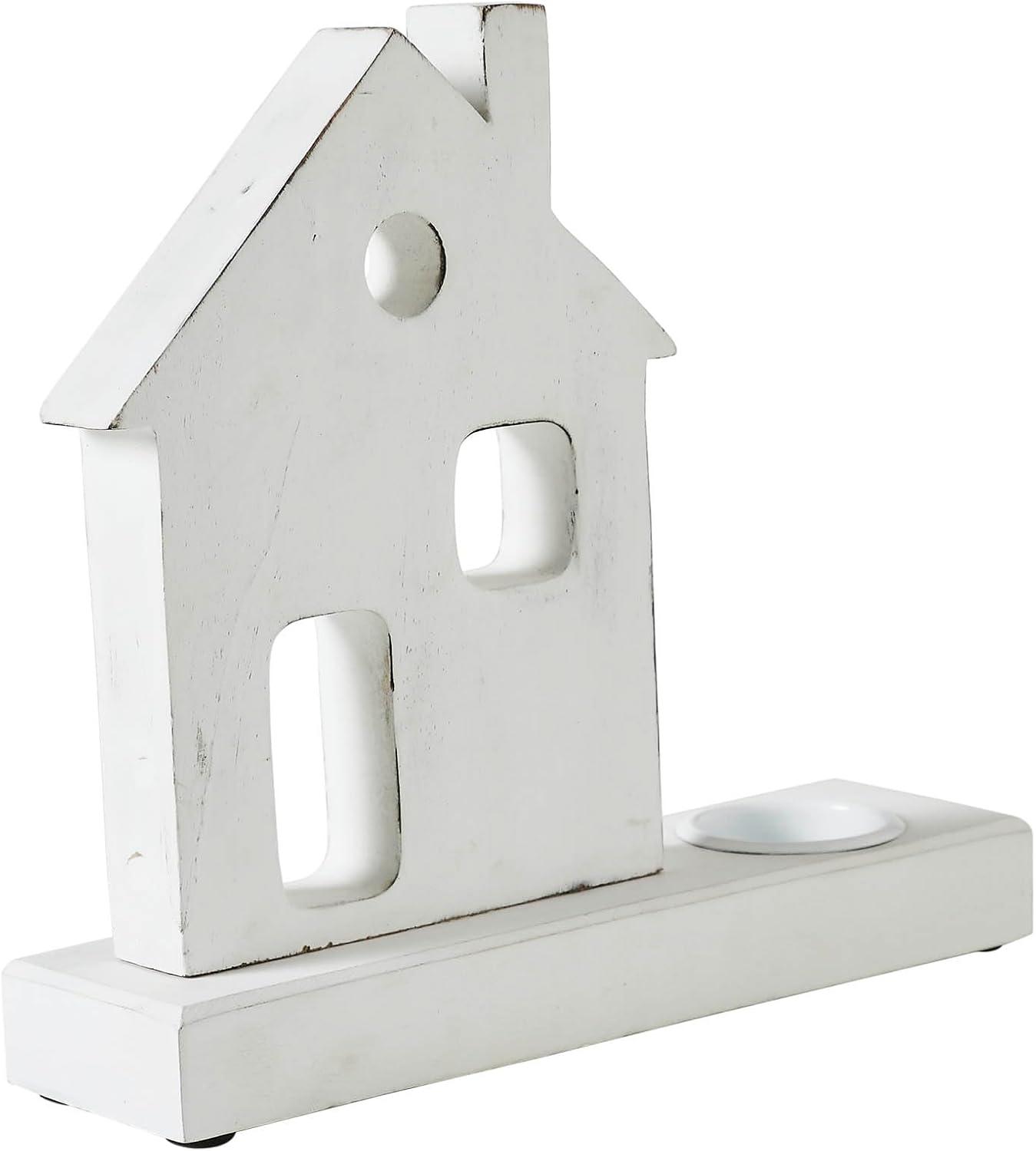 Tealight Holder Village House White 9x8.25x2.5